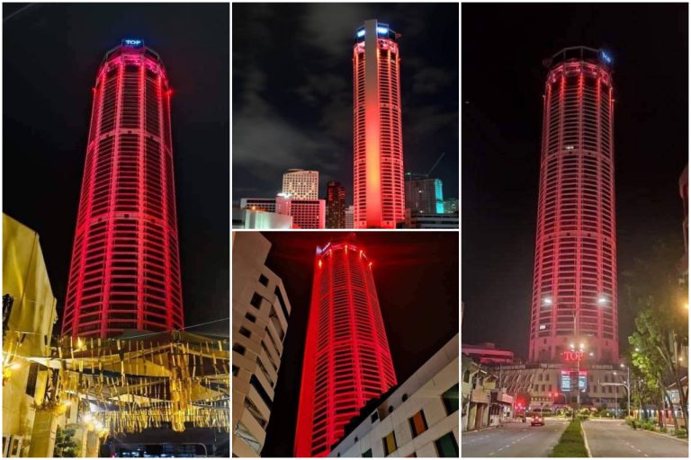 KOMTAR Dilimpahi Lampu Warna Merah Khas Sempena Hari Jururawat Sedunia