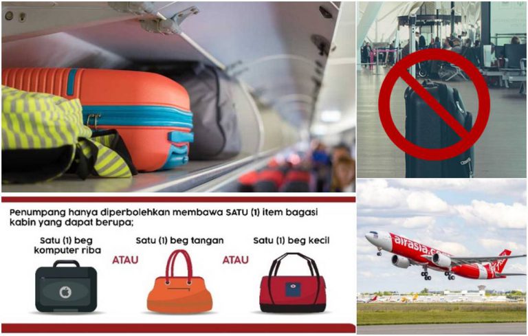 Terkini, Hanya Satu Beg ‘Muat Letak Bawah Tempat Duduk’ Sahaja Dibenarkan Bawa Masuk Dalam Kabin AirAsia